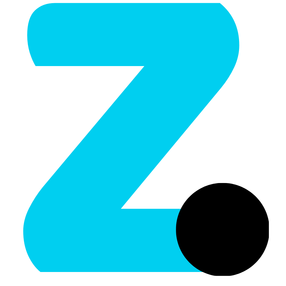 Zippr app icon: a cyan Z with a black dot